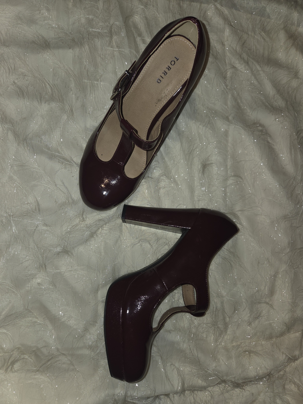 TORRID Women's Burgundy Patent Mary Jane Platform Heels